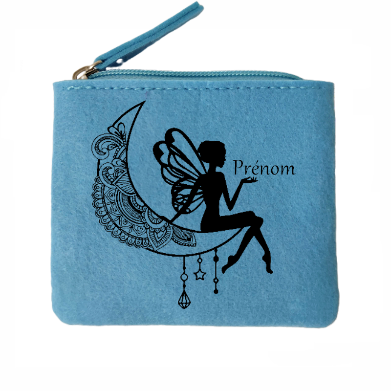 Porte monnaie personnalisé fee astro en feutrine en feutrine