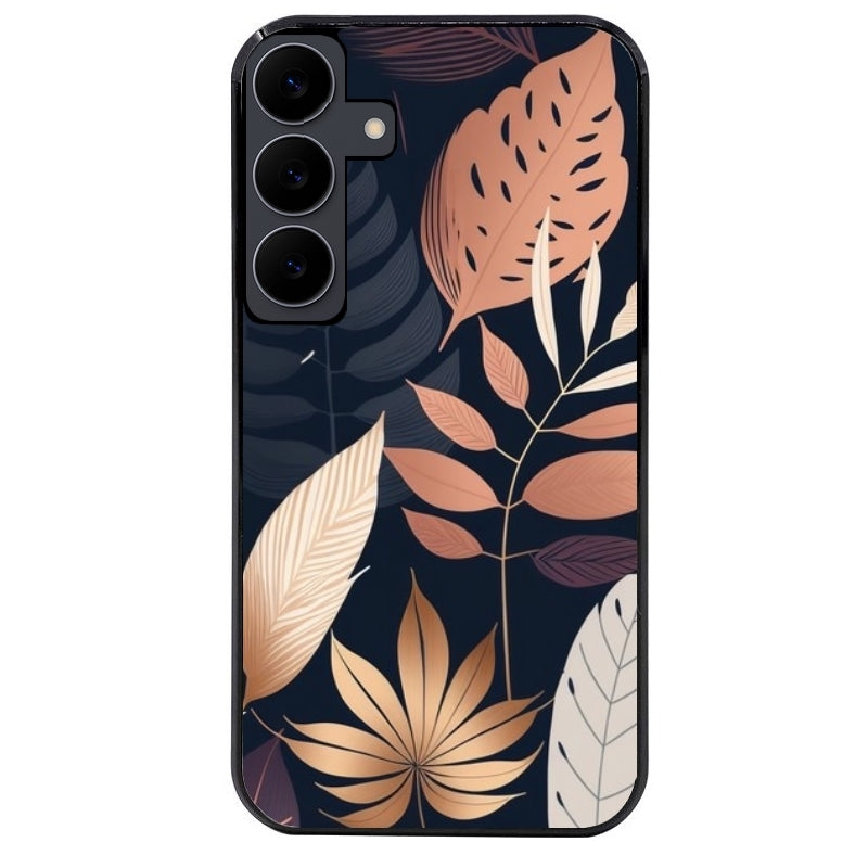 Coque noire taperso pour galaxy A06 A16 A26 A36 A56 avec motif jungle et feuilles protection antichoc personnalisée