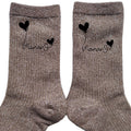 Chaussettes paillettes bronze motif maman coeur