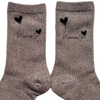 Chaussettes paillettes bronze motif maman coeur