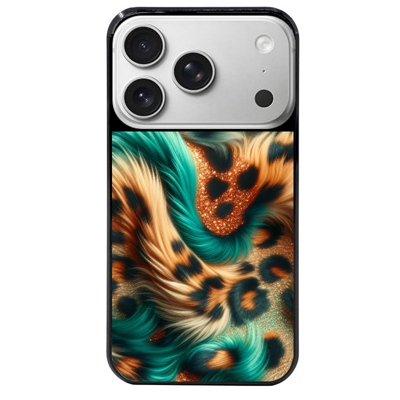 Coque noire taperso pour Iphone 17 17E AIR MAX PRO avec motif effet fourrure leopard 3 protection antichoc personnalisée