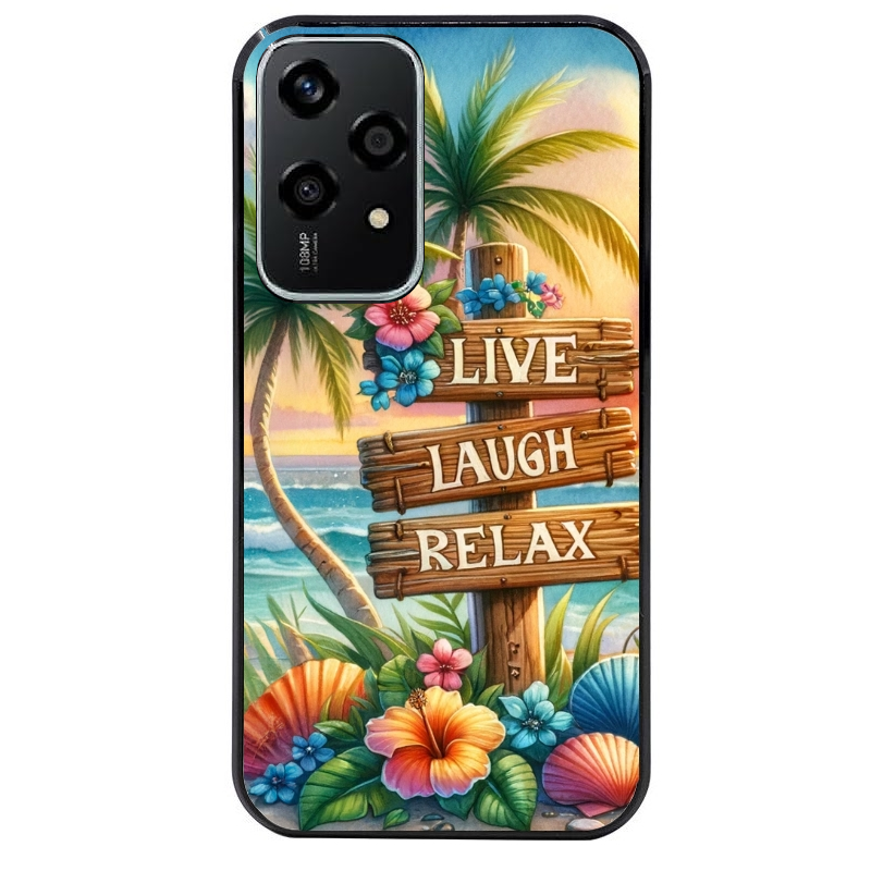 Coque noire taperso pour Honor 200 et Lite Pro Smart avec motif tropical vacances protection antichoc personnalisée