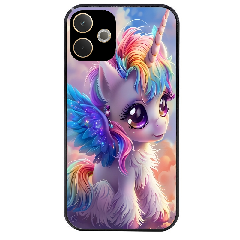 Coque noire taperso pour OPPO A5 PRO 4G et 5G avec motif licorne style anime protection antichoc personnalisée