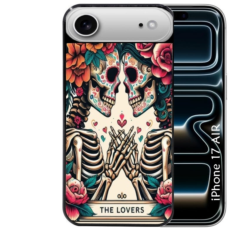 Coque noire taperso pour Iphone 17 17E AIR MAX PRO avec motif tete de mort lovers protection antichoc personnalisée