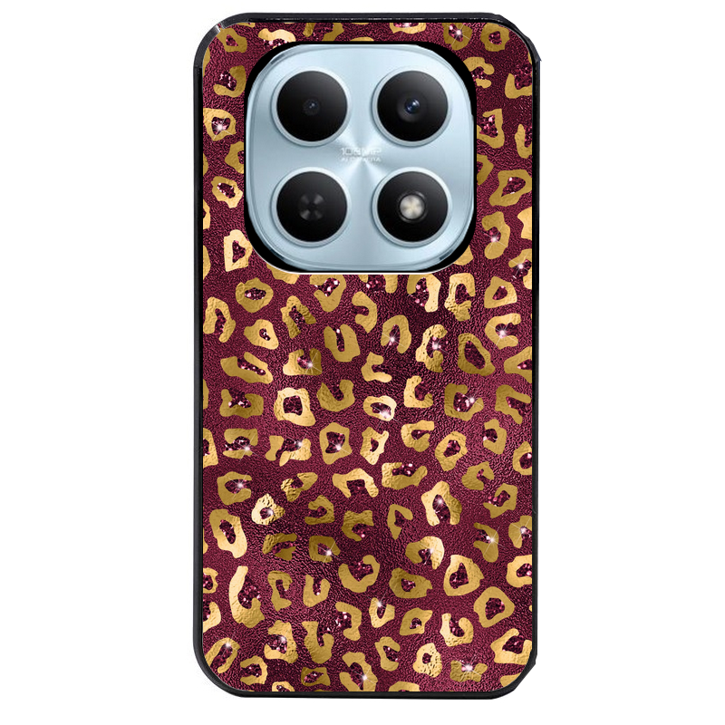 Coque noire taperso pour POCO M8 5G et PRO 5G avec motif leopard grenat protection antichoc personnalisée