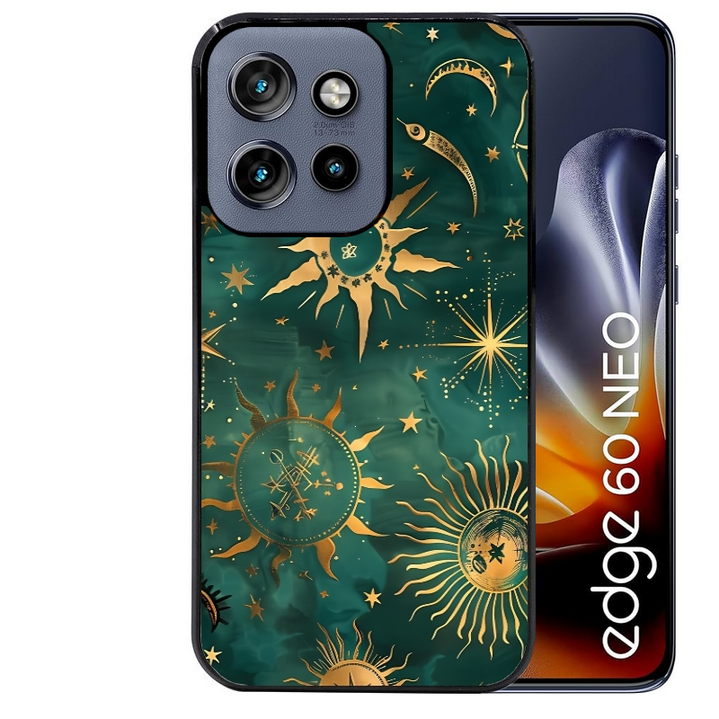 Coque noire taperso pour Moto Edge 60 et Neo Fusion Pro avec motif lune et astro protection antichoc personnalisée