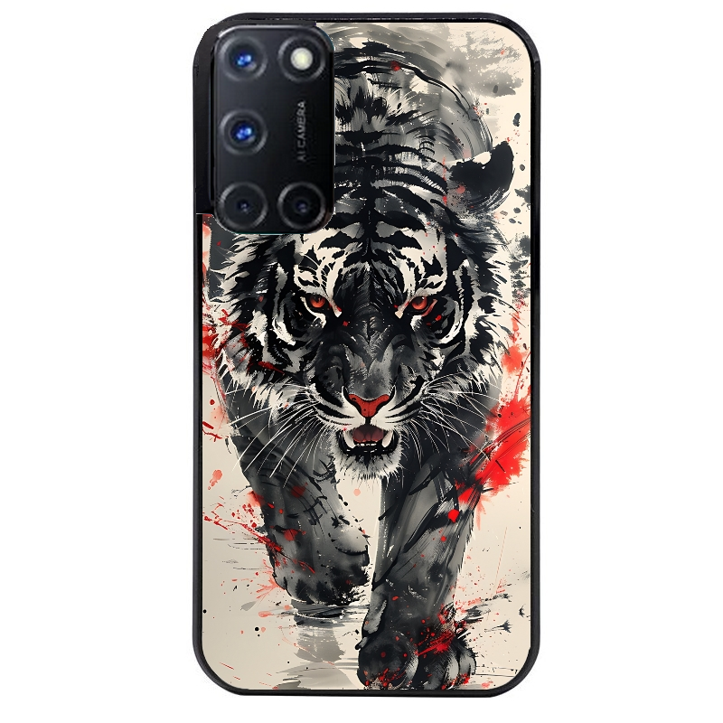 Coque noire taperso pour OPPO Reno 8 LITE avec motif tigre japan protection antichoc personnalisée