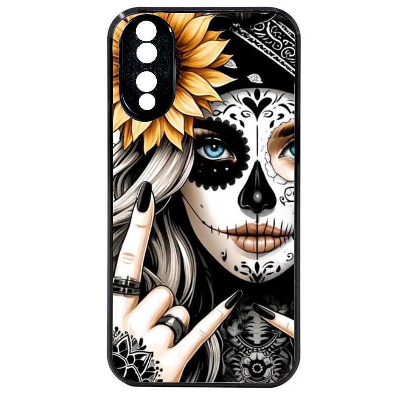 Coque noire taperso pour Honor 70 LITE 90 et LITE avec motif tete de mort tatoo protection antichoc personnalisée