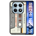 Coque noire taperso pour Redmi Note 15 et PRO PLUS 4G 5G avec motif cassette grise personnalisable protection antichoc personnalisée