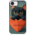 Coque noire taperso pour Iphone 17 17E AIR MAX PRO avec motif chat et coeur avec prenom protection antichoc personnalisée