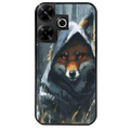 Coque noire taperso pour POCO M6 4G avec motif renard fox des bois protection antichoc personnalisée