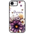 Coque noire taperso pour Iphone 17 17E AIR MAX PRO avec motif fleur violette personnalisee protection antichoc personnalisée