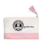 Pochette personnalisée motif bouddha mandala en toile et simili cuir personnalisée