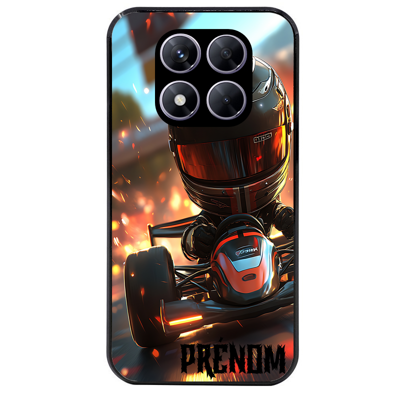 Coque noire taperso pour Redmi Note 14 et PRO PLUS 4G 5G avec motif karting f1 personnalisee protection antichoc personnalisée