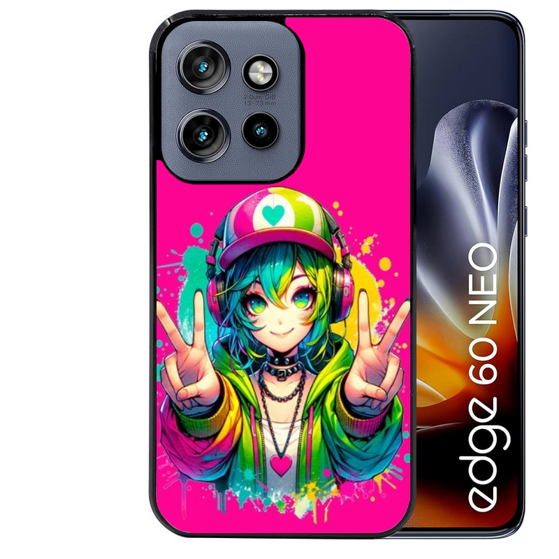 Coque noire taperso pour Moto Edge 60 et Neo Fusion Pro avec motif anime manga et tag protection antichoc personnalisée