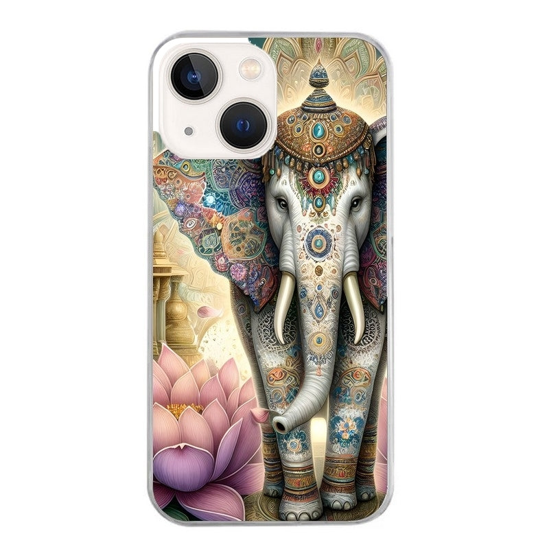 Coque taperso pour Iphone 14 et PRO PLUS PRO MAX avec motif elephant et lotus protection antichoc personnalisée