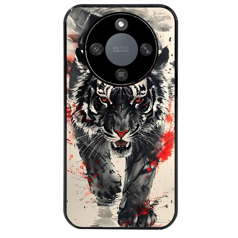 Coque noire taperso pour Magic 5 6 LITE et PRO avec motif tigre japan protection antichoc personnalisée