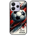 Coque noire taperso pour Redmi Note 14 et PRO PLUS 4G 5G avec motif ballon foot avec prenom protection antichoc personnalisée