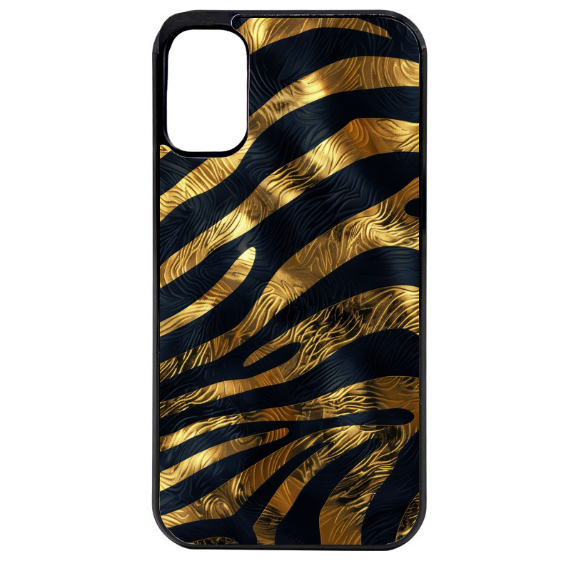 Coque noire taperso pour Moto E13 E14 E15 avec motif zebre gold protection antichoc personnalisée
