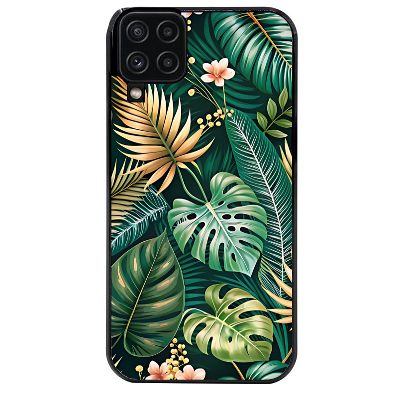 Coque noire taperso pour galaxy A22 A32 A52 A52S 4G 5G  avec motif jungle dore protection antichoc personnalisée