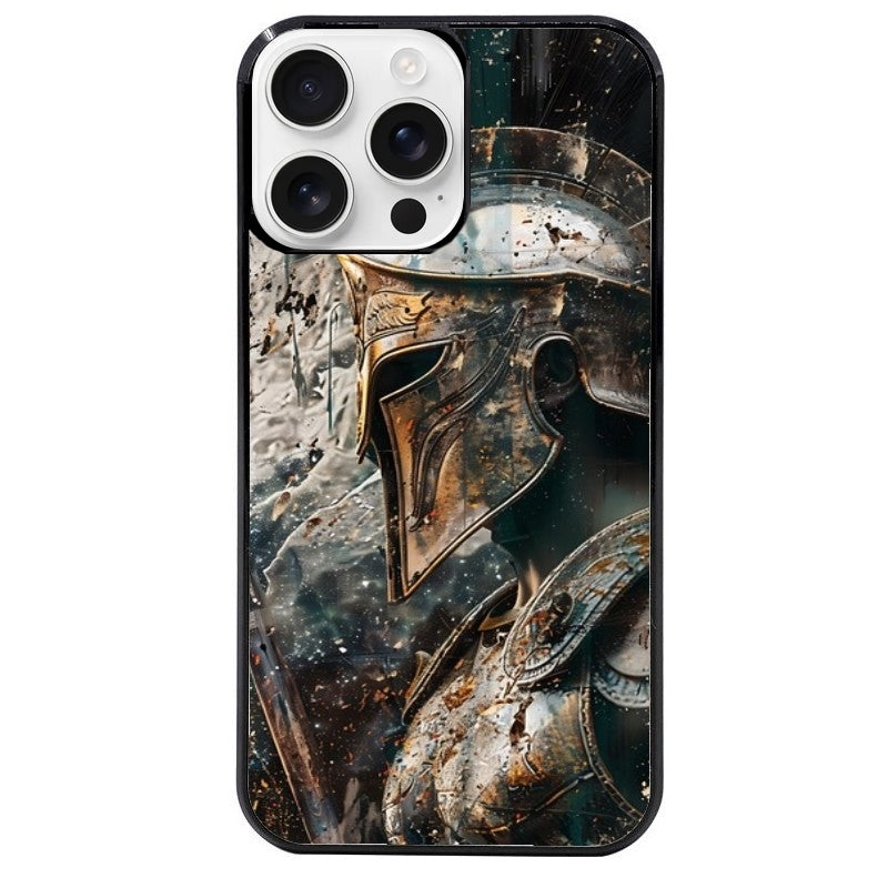 Coque noire taperso pour Iphone 16 16E PLUS MAX PRO avec motif spartan guerrier protection antichoc personnalisée