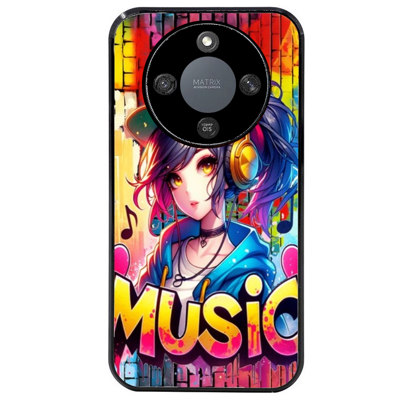 Coque noire taperso pour Magic 5 6 LITE et PRO avec motif anime manga et music protection antichoc personnalisée