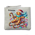 Porte monnaie personnalisé noel ginger bread ivoire en feutrine en feutrine ivoire