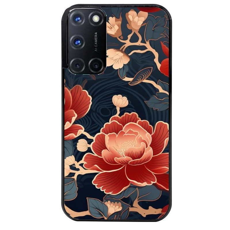 Coque noire taperso pour OPPO Reno 8 LITE avec motif fleur japan protection antichoc personnalisée