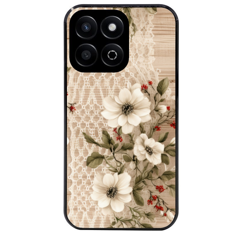 Coque noire taperso pour Honor 70 LITE 90 et LITE avec motif bois et dentelle 2 protection antichoc personnalisée