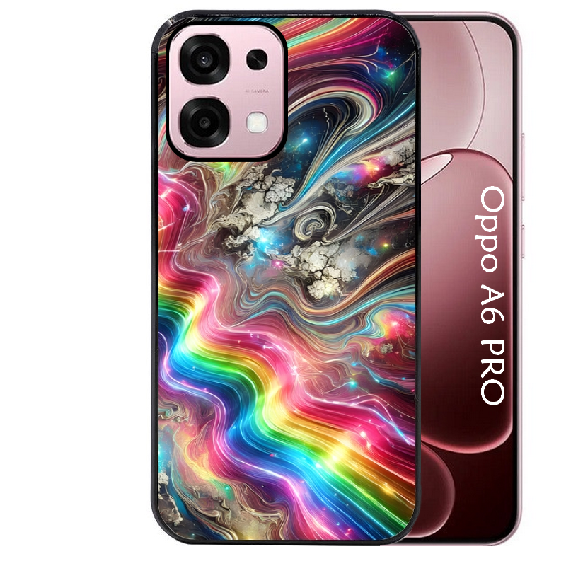 Coque noire taperso pour OPPO A6 PRO 4G et 5G avec motif marbre arc en ciel protection antichoc personnalisée