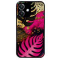 Coque noire taperso pour OPPO A40 avec motif tropical rose et des fleurs protection antichoc personnalisée