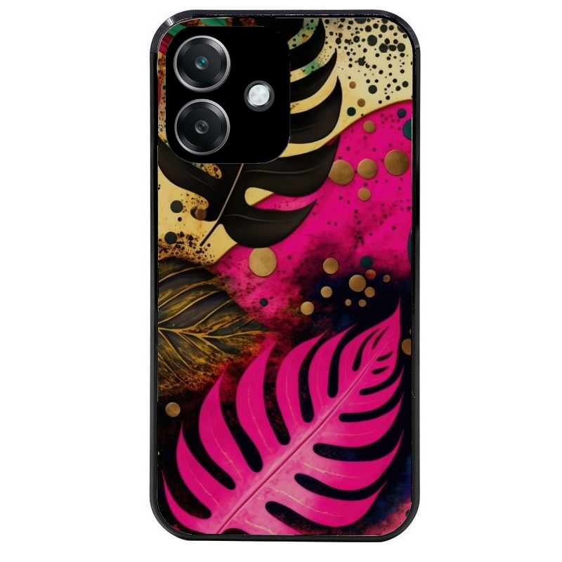 Coque noire taperso pour OPPO A40 avec motif tropical rose et des fleurs protection antichoc personnalisée