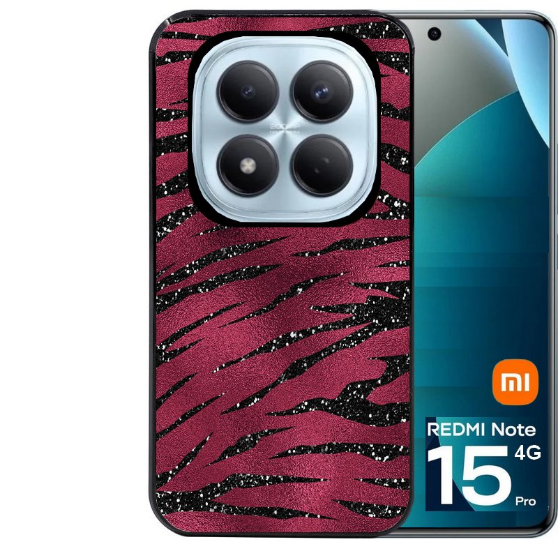 Coque noire taperso pour Redmi Note 15 et PRO PLUS 4G 5G avec motif zebre grenat protection antichoc personnalisée