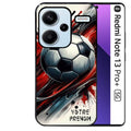 Coque noire taperso pour Redmi Note 13 PRO PLUS 5G avec motif ballon foot avec prenom protection antichoc personnalisée