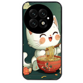 Coque noire taperso pour OnePlus 13 avec motif chat ramen nuage protection antichoc personnalisée