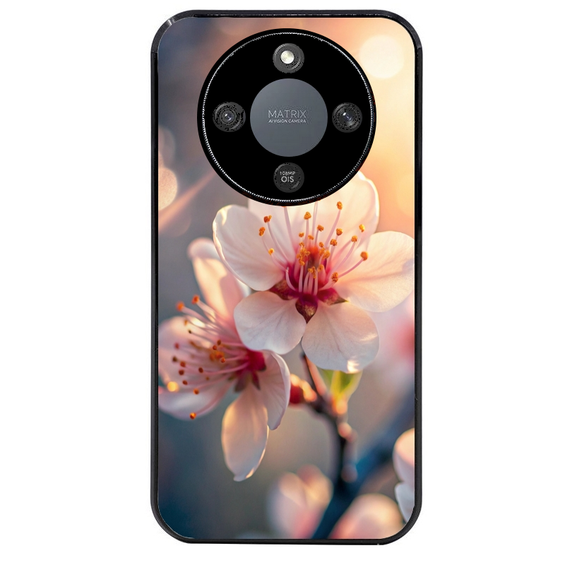 Coque noire taperso pour Magic 5 6 LITE et PRO avec motif fleur de cerisier protection antichoc personnalisée