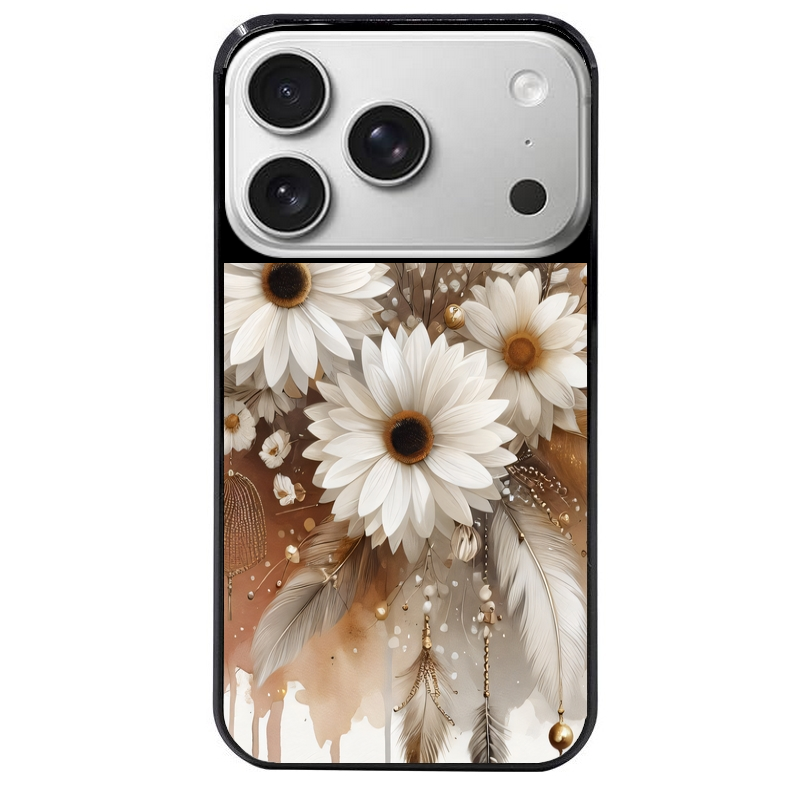 Coque noire taperso pour Iphone 17 17E AIR MAX PRO avec motif dreamcatcher marguerite protection antichoc personnalisée