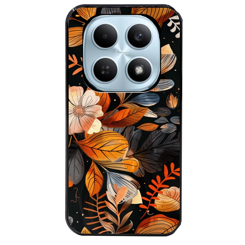 Coque noire taperso pour POCO M8 5G et PRO 5G avec motif fleur automne protection antichoc personnalisée