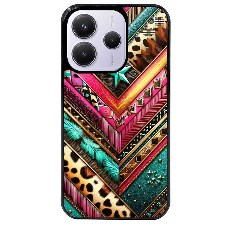 Coque noire taperso pour Redmi Note 14 et PRO PLUS 4G 5G avec motif chevron texas protection antichoc personnalisée