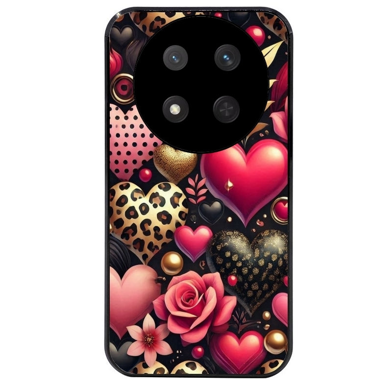Coque noire taperso pour Magic 7 LITE et PRO avec motif coeur et leopard protection antichoc personnalisée