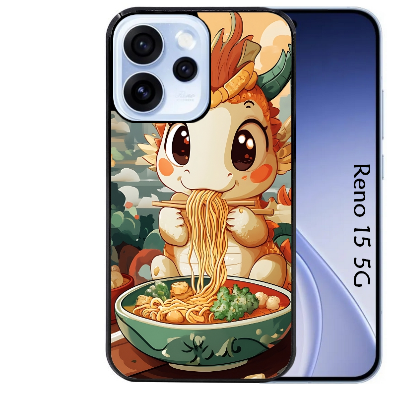 Coque noire taperso pour OPPO Reno 15 et F FS 5G avec motif dragon ramen 3 protection antichoc personnalisée