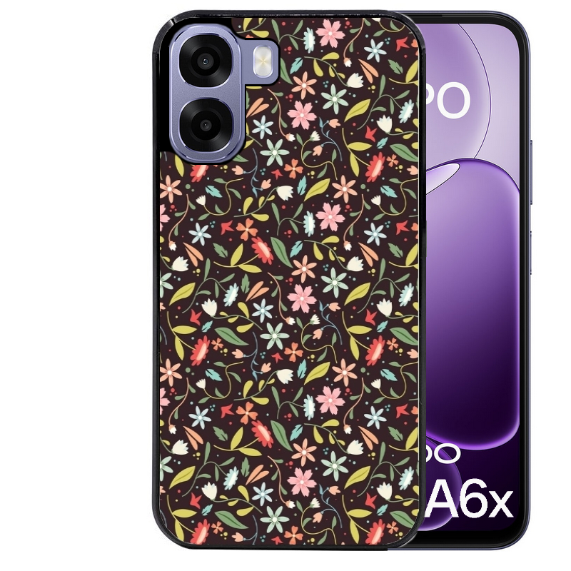 Coque noire taperso pour OPPO A6 A6X 4G et 5G avec motif petites feurs multicolores protection antichoc personnalisée