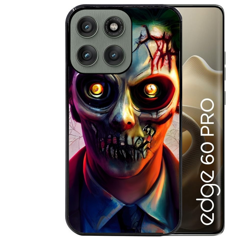 Coque noire taperso pour Moto Edge 60 et Neo Fusion Pro motif joker style zombie protection antichoc personnalisée