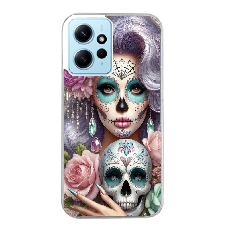Coque taperso pour Redmi Note 12 4G 5G PRO 4G avec motif tete de mort calavera bijoux protection antichoc personnalisée
