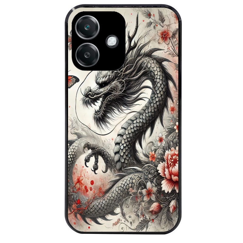 Coque noire taperso pour OPPO A40 avec motif dragon japan protection antichoc personnalisée