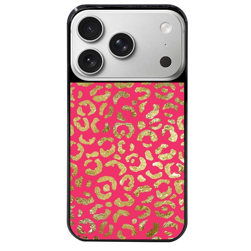 Coque noire taperso pour Iphone 17 17E AIR MAX PRO avec motif leopard fuschia protection antichoc personnalisée