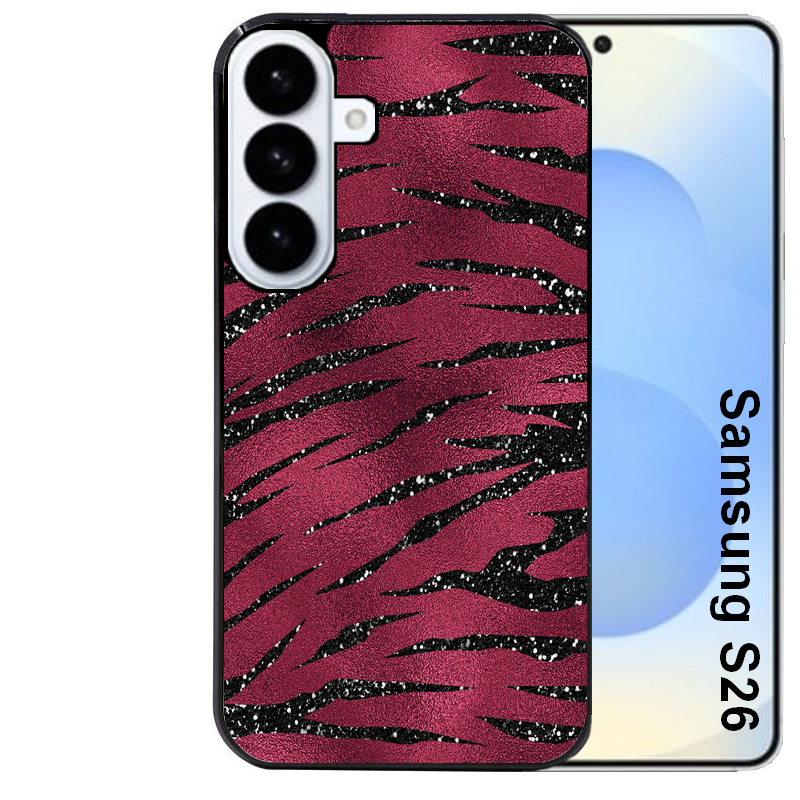 Coque noire taperso pour galaxy S26 et PLUS ULTRA FE avec motif zebre grenat protection antichoc personnalisée