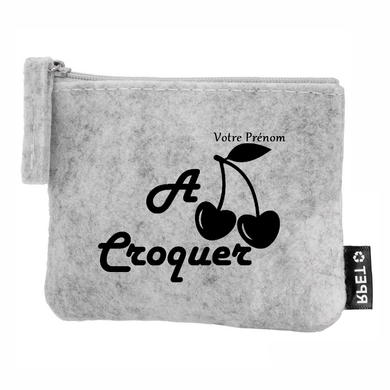 Porte monnaie personnalisé a croquer cerise en feutrine en feutrine