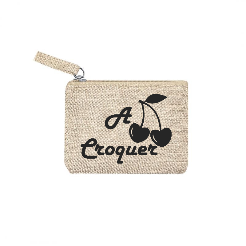 Pochette personnalisée à croquer en jute et doré en jute et doré