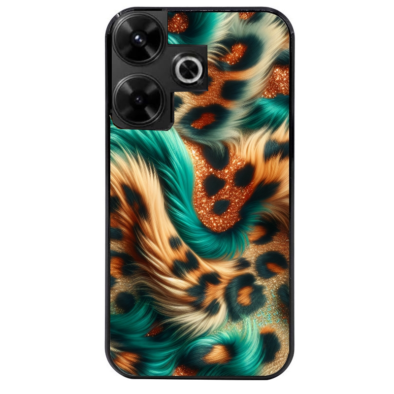 Coque noire taperso pour POCO M6 4G avec motif effet fourrure leopard 3 protection antichoc personnalisée